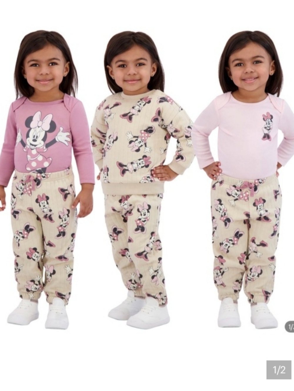 Minnie Mouse Pink & Cream Kids Pajama Set